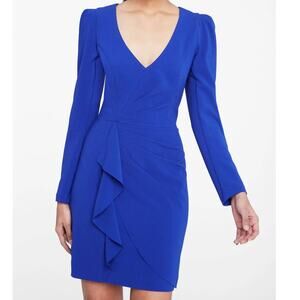 Parker Black Label Clinton Cobalt Blue Ruffle Fitted Sheath Mini Dress Size 2